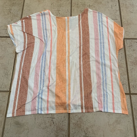 MySTYLE Striped Tie-Front Top 1X - Picture 5 of 6